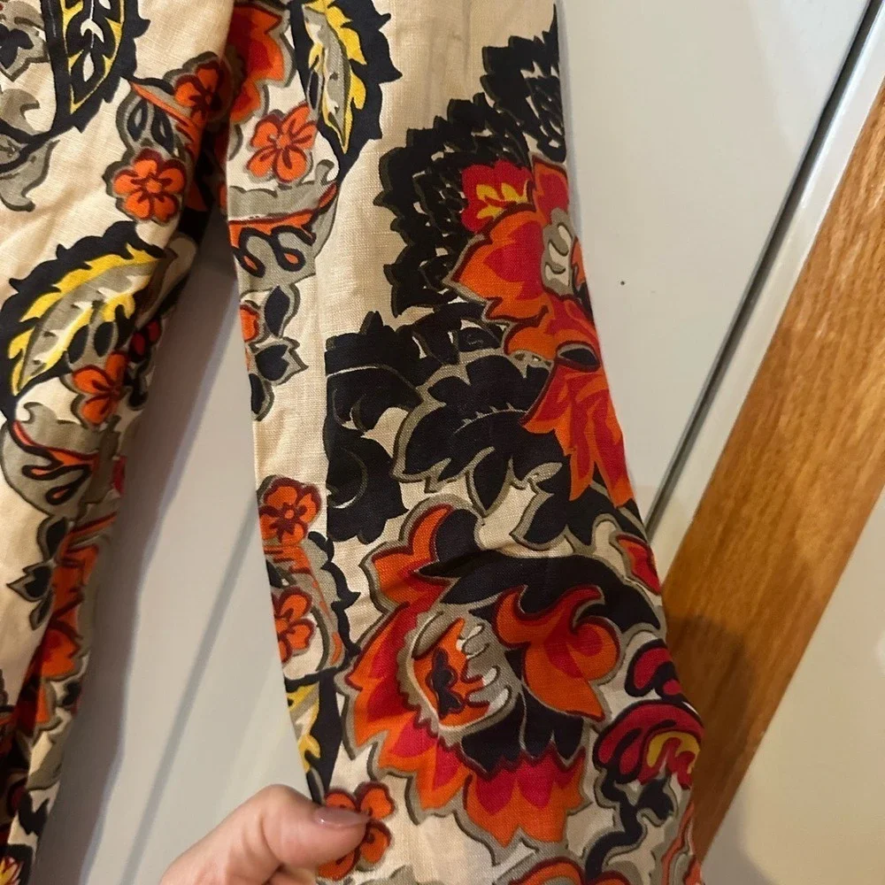 J‎ Crew Dress 100% Linen Floral Shift Dress with Pockets. Size 4.